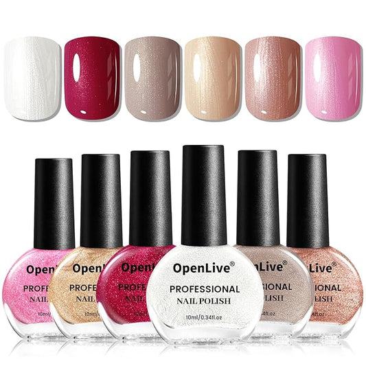 10ml Glitter Nail Polish Set 6 Colors Glitter Red Glitter Pink Glitter White Nail Polish Set for Nail Art