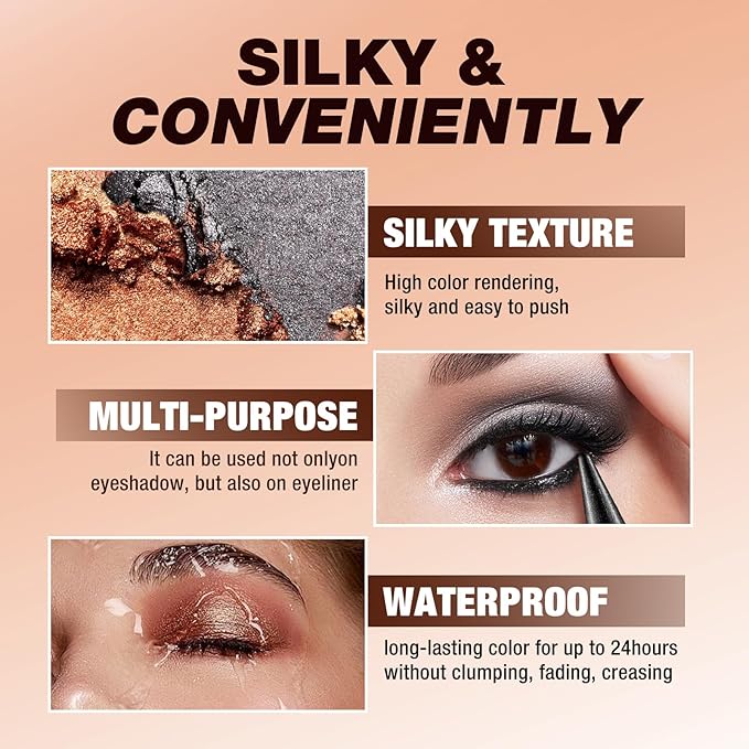 2-in-1 Gradient Eyeliner & Eyeshadow Stick Combo, Shimmer & Matte Cream Eyeshadow Pencil, Waterproof & Smudge-Proof, Long-Lasting Eye Makeup, Metallic & Neutral Shades (#01 Golden Sand)
