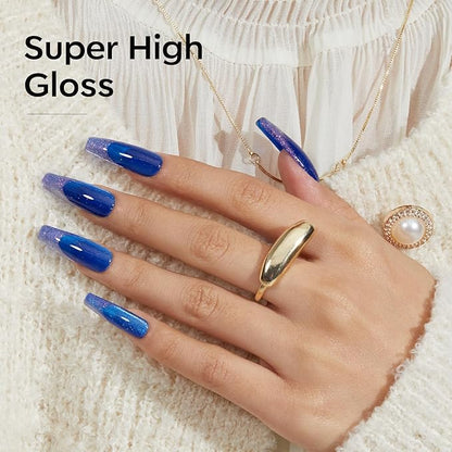 modelones Gel Nail Polish Set 2 PCS 15 ML Blue Cat Eye Gel Nail Polish Glitter Galaxy Dark Blue 9D Nail Gel Polish With Magnet Light Blue White Shimmer Soak Off Led Nail Art Gel DIY Salon For Women