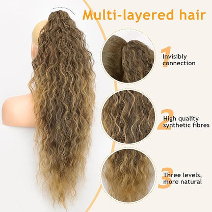 ORSUNCER Ponytail Extension Claw Clip 26" Curly Pony Tail Clip in Hair Extensions Fluffy Natural Looking Synthetic Hairpieces for Women