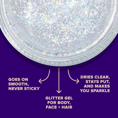 Unicorn Snot Face & Body Glitter - Cosmetic-Grade Holographic Glitter Gel - Makeup for Festivals, Raves, Anime Cosplay - Safe for Face, Easy Application & Removal, 1.7oz Silver (Disco)