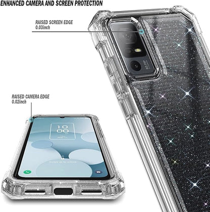 NZND Designed for TCL 40 XE 5G Case, TCL 40 X 5G with [Built-in Screen Protector], Full-Body Protective Shockproof Rugged Bumper Cover, Impact Resist Case (Crystal Glitter Clear)