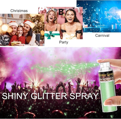 Hair and Body Glitter Spray, 1PC Green Glitter Hairspray Dry Powder Makeup for Clothes, Festival Rave Prom Loose Sparkle Powder,Holographic Ultra Fine Resin Glitters for Crafts,10g (Green)