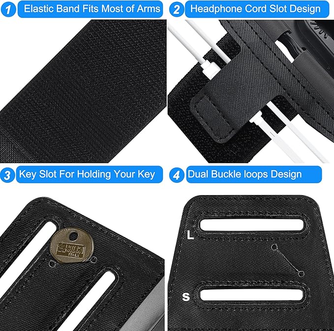 2-1 Running Armband + Bike Phone Holder : Detachable & 360° Rotatable Cell Phone Arm Bands Case Universal for iPhone 16 15 14 13 12 Pro Max Plus Samsung Galaxy S24 for Workout Exercise Sports