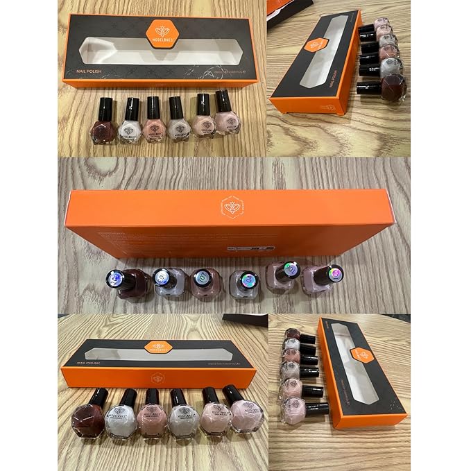 Modelones Nail Polish Set, 6 Colors Nude Pink Skin Tones Milky White Brown Mini Nail Polish Neutral Brown Quick Dry Nail Polish Kit All Seasons Easter Manicure DIY Salon Home Gifts for Women Girl