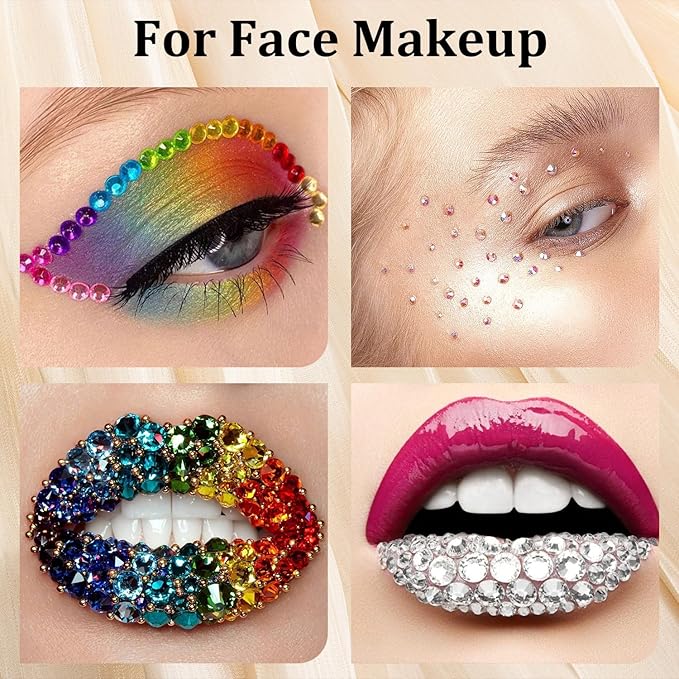 Nail Art Rhinestones Kit with Flatback Crystal (AB + AB) Gems, (White & Beige) Half Pearls with Dotting Tools, Nail Rhinestones Jewels for Manicure Makeup