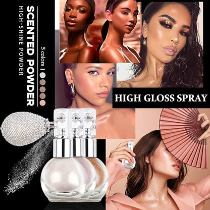 Glitter Spray, Versatile Glitter Spray for Hair and Body Cosmetic, Highlighter Powder for Women, Body Shimmer for Party, Music Festival and Wedding #White