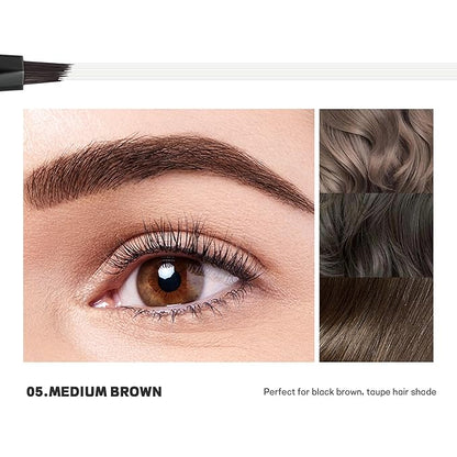 2 Pack Microblading Eyebrow Pen and Brow Tint for Women with Angled Brush & Dip to Effortlessly Create Natural Hair Like Brows, Waterproof Fast Eye Brow Makeup Pencil, Last All Day (Medium Brown)