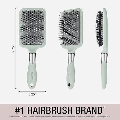 Conair Velvet Touch Paddle Cushion hair brush - Detangling hairbrush - curly or straight styles - men or women - detangler - features soft touch handle - Colors at Random