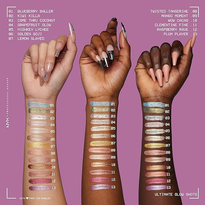 NYX PROFESSIONAL MAKEUP Ultimate Glow Shots, Liquid Eyeshadow, Long-Lasting Shimmer Eye Shadow with Vitamin C - Clementine Fine