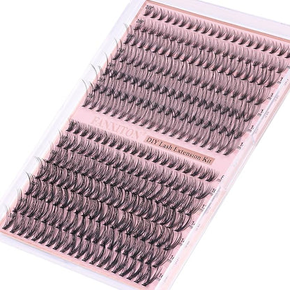 Natural DIY Lash Extension Kit Wispy Lash Clusters D Individual Lashes 20D+30D 280Pcs Lash Clusters Kit 8-16mm Eyelash Extension Kit by FANXITON