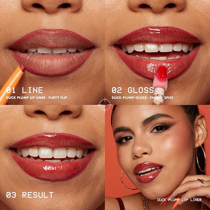 NYX PROFESSIONAL MAKEUP Duck Plump Plumping Lip Liner, Matte Pencil With Up To 10HR Wear, Swollen Spice (Warm Nude Lip Liner)