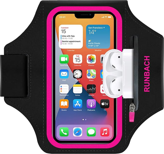 Armband for Samsung Galaxy S25/S24/S23/S22/S21/S20/S10/S9/S8,Galaxy A01/A8/A10e/A20e/A41/M01/Xcover 5,Water Resistant Sport Armband with Zipper Slot for Galaxy Buds (Pink)