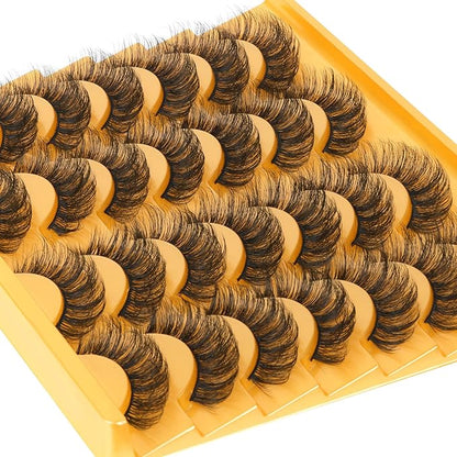 Natural False Eyelashes Wispy Mink Lashes 15mm Cat Eye Lashes Pack Natural Look 3D 14 Pairs Fake Eyelashes by TNFVLONEINS