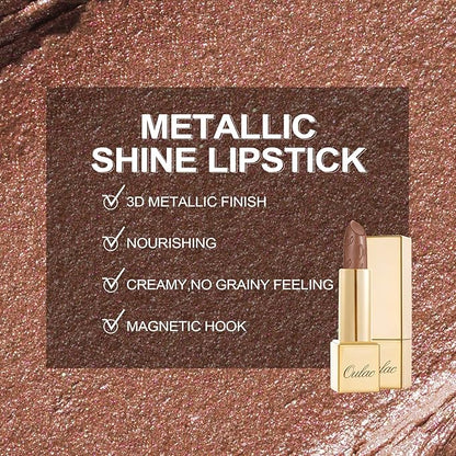 Oulac Brown Lipstick for Women with Metallic 3D Shine Lightweight Hydrating Formula, High Impact Lip Color, Vegan Beauty, Full Coverage Lip Makeup, Christmas Gifts for Women, Guilty Pleasure (09)