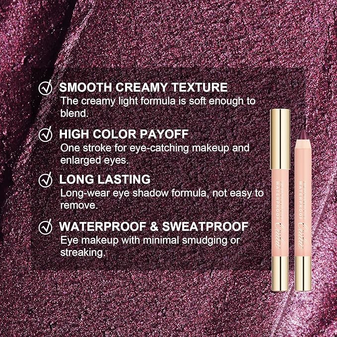 Oulac Waterproof Eye Pencil Glitter- Highly Pigmented Eyeshadow Stick Smooth and Long Lasting, Shimmering Glitter Finish, Blendable Eyes Makeup, Vegan Beauty 3.8g, (12) Lilac Fairy
