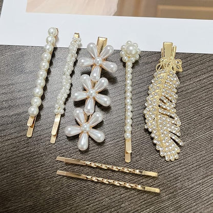 Mehayi 20 PCS Pearl Hair Clips Set Fashion Korean Acrylic Resin Hair Barrettes, Bobby Pins Hairpins for Women and Ladies Girls Headwear Styling Tools, Hair Accessories for Decorative Party Wedding