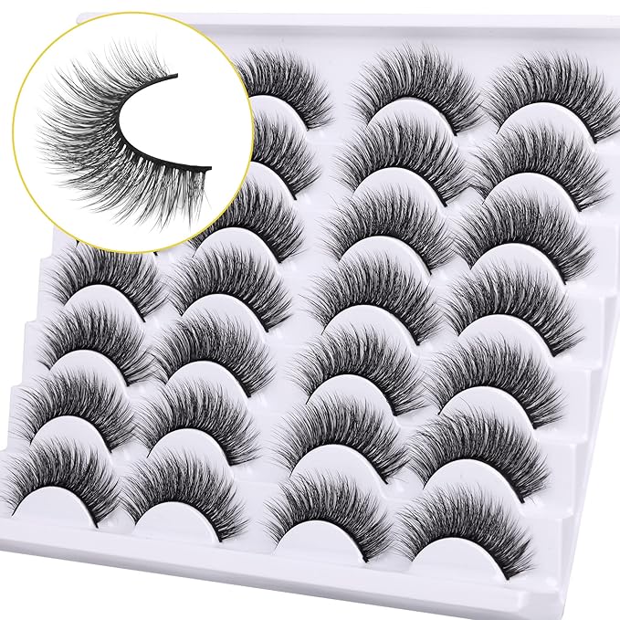 Newcally Lashes False Eyelashes Natural Wispy Light Volume Faux Mink Lashes 14 Pairs Pack