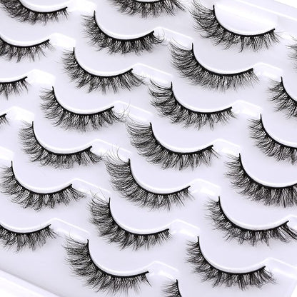 Newcally Cat Eye Lashes Natural Look False Eyelashes Short Wispy 3D Volume Fake Eye Lashes Pack 14 Pairs