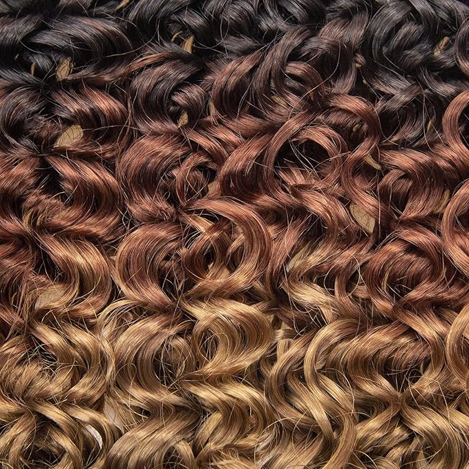 8 Packs Curly Crochet Hair GoGo Curl Crochet hair for Women Deep Wave Braiding hair,Synthetic Bohemian Crochet Braid Water Wave Crochet hair Extensions(1B/30/27, 14inch)
