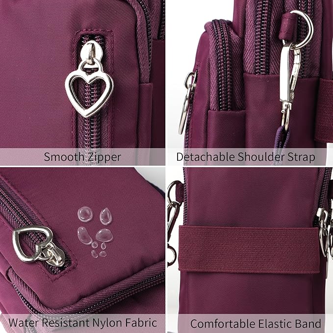 Women Cell Phone Purse Wristband Sport Armband Wallet Travel Crossbody Cell Phone Purse for Galaxy S10 Plus S9 Plus A50 A7 J7,OnePlus 6T,HTC U12 (Purple)