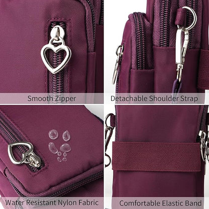 Women Cell Phone Purse Wristband Sport Armband Wallet Travel Crossbody Cell Phone Purse for Galaxy S10 Plus S9 Plus A50 A7 J7,OnePlus 6T,HTC U12 (Purple)