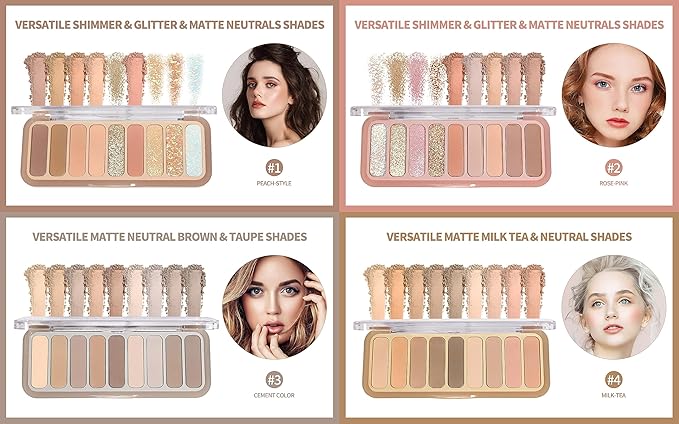 Naked Eyeshadow Palette 9 Colors Neutral Nude Matte Shimmer Glitter Eye Shadow Pallet High Pigmented Ultra-Blendable Naturing-Looking Waterproof Long Lasting Makeup Palette