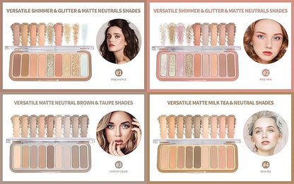 Naked Eyeshadow Palette 9 Colors Neutral Nude Matte Shimmer Glitter Eye Shadow Pallet High Pigmented Ultra-Blendable Naturing-Looking Waterproof Long Lasting Makeup Palette