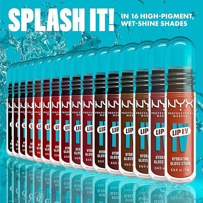 NYX PROFESSIONAL MAKEUP Lip IV Hydrating Glossy Lip Stain with 12HR Hydration - Red-y Set Wet (Red)