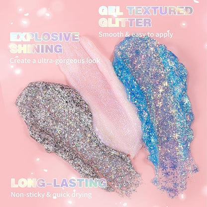 Holographic Body Glitter Gel - Cosmetic-Grade, Color Changing Long-Lasting Glitter for Face, Body, and Hair, Safe and Easy to Use, Perfect for Festivals Parties (Green Bubble)