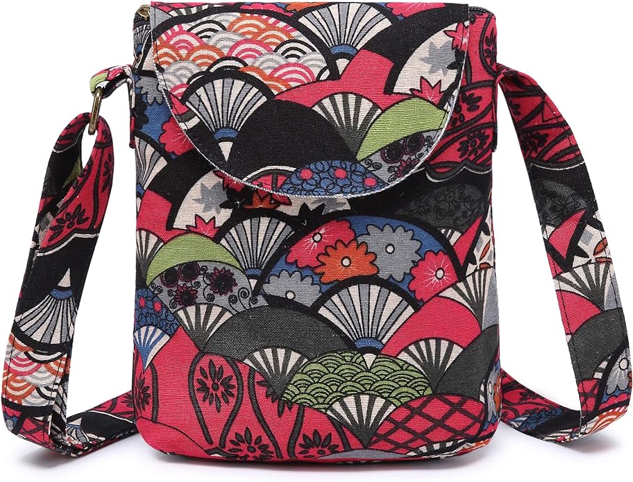 OPQRSTU Women's Retro Small Size Canvas Shoulder Bag Hippie Boho Crossbody Handbag