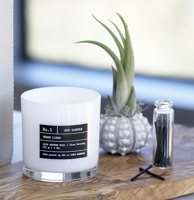 Lulu Candles | White Jasmine & Green Tea | Luxury Scented Soy Jar Candle | Hand Poured in The USA | Highly Scented & Long Lasting (9 Oz.)