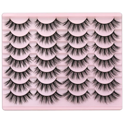 Newcally Eyelashes False Lashes Wispy Spikes Eyelashes Mink Natural Look 3D Volume Fake Eye Lashes Pack Cat Eye Strip Reusable Faux Mink Eyelash 14 Pairs
