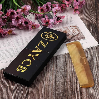 Buffalo Horn Fine Tooth Comb - Anti-Static Hair Comb - Hair Styling Detangling Comb for All Hair Types (Men, Women, Kids)