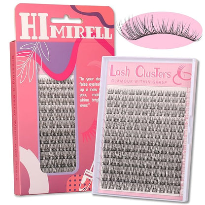 Natural Lash Clusters Kit Wispy Lash Invisible Lash Band Cluster Eyelash Extensions Kit 8-16mm Individual Lashes Extension DIY D Curl Eyelash Clusters with Waterproof Lash Band Clusters