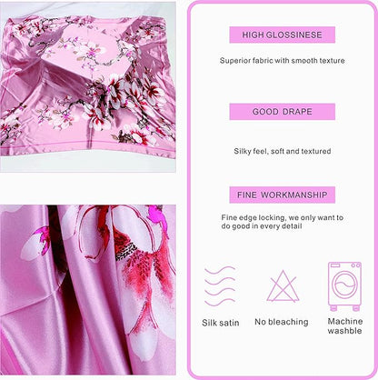 35 x 35 Women's Fashion Pattern Large Square Silk Like Hair Scarf Head Sleeping Wrap Satin Neck Bandana for Gift…