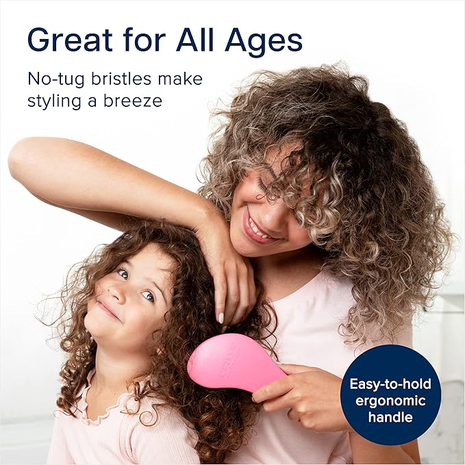 Crave Naturals Glide Thru Hair Brush - Detangler Brush for Curly, Straight, Wet or Dry Hair - Gentle Detangling Brushes for Adults, Kids, Toddlers - Hair Accessories for Women, 7.5x3" - Pink