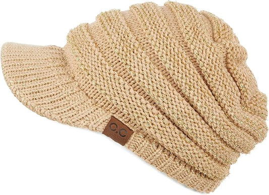 C.C Hatsandscarf Exclusives Women's Ribbed Knit Hat with Brim (YJ-131)(YJ-2023)