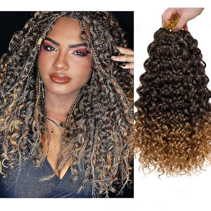 8 Packs Curly Crochet Hair GoGo Curl Crochet hair for Women Deep Wave Braiding hair,Synthetic Bohemian Crochet Braid Water Wave Crochet hair Extensions (1B/27, 12inch)