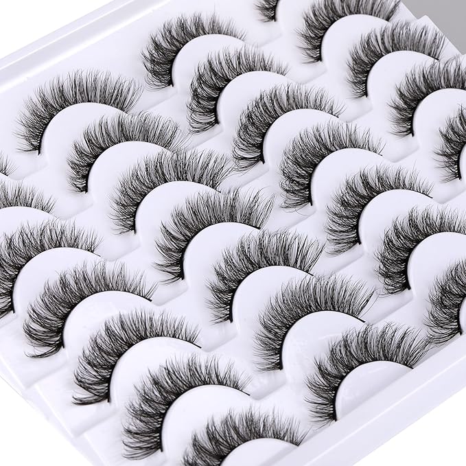 Newcally Cat Eye Lashes Natural Look False Eyelashes Short Wispy 3D Volume Fake Eye Lashes Pack 14 Pairs