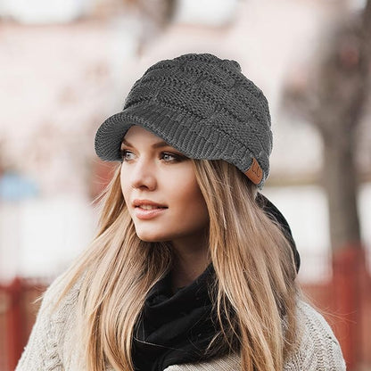 C.C Hatsandscarf Exclusives Women's Ribbed Knit Hat with Brim (YJ-131)(YJ-2023)