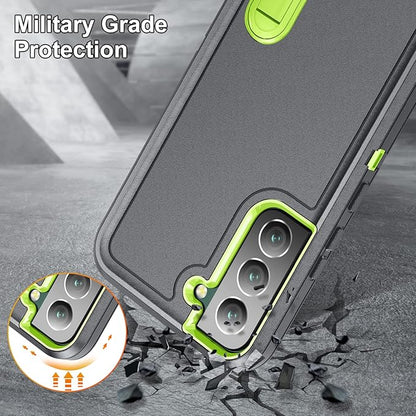 for Samsung Galaxy S22 Plus Case Galaxy S22+ Case with Kickstand Case 3-Layer Military Grade Protective Case Cover Silicone Rugged Shockproof for Galaxy S22 Plus S22+ Phone Case Gray+Green