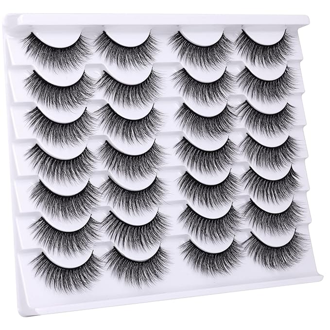 Newcally Lashes False Eyelashes Natural Wispy Light Volume Faux Mink Lashes 14 Pairs Pack