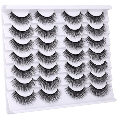 Newcally Lashes False Eyelashes Natural Wispy Light Volume Faux Mink Lashes 14 Pairs Pack