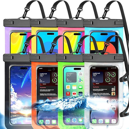8 Pack Multicolor Universal Waterproof Phone Pouch, Large Phone Waterproof Case Dry Bag (Protection Level: IP68) Outdoor Sports for Apple iPhone,Samsung,and up to 7.5" (Multicolor 8 Pack)