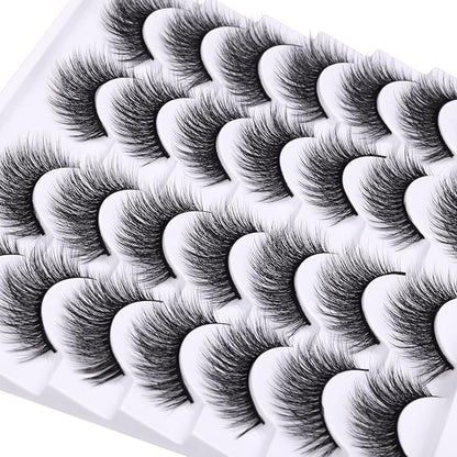 Newcally Lashes False Eyelashes Natural Wispy Light Volume Faux Mink Lashes 14 Pairs Pack