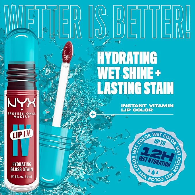 NYX PROFESSIONAL MAKEUP Lip IV Hydrating Glossy Lip Stain with 12HR Hydration - Blush Rush (Pink)