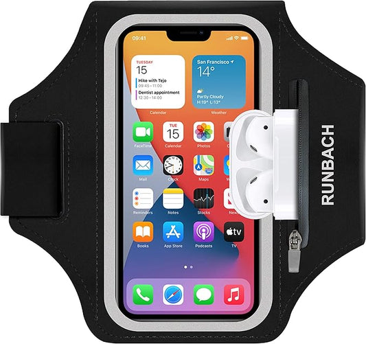 Armband for Samsung Galaxy S25/S24/S23/S22/S21/S20/S10/S9/S8,Galaxy A01/A8/A10e/A20e/A41/M01/Xcover 5,Water Resistant Sport Armband with Zipper Slot for Galaxy Buds (Black)