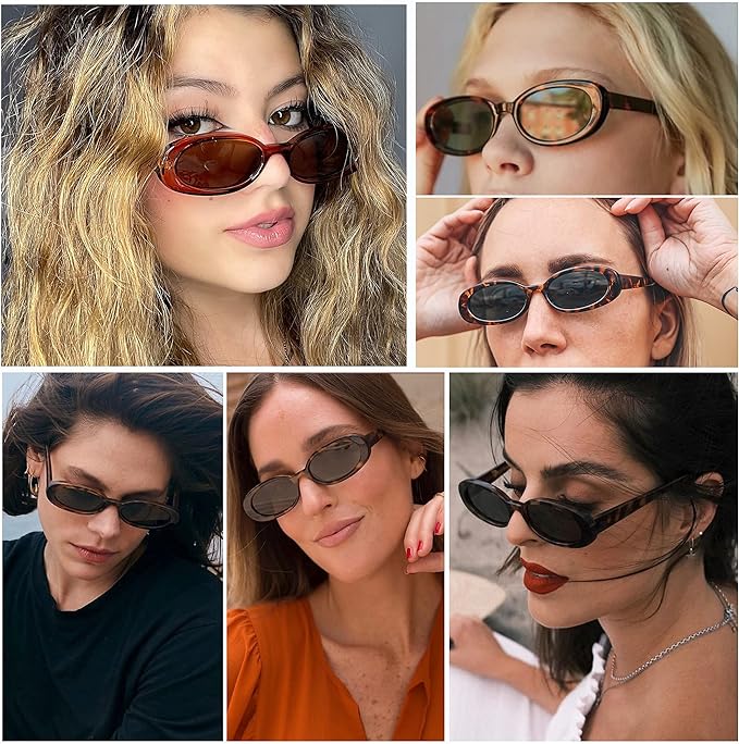 VANLINKER Polarized Retro Oval Sunglasses for Women and Men Small 90s Style VL9580