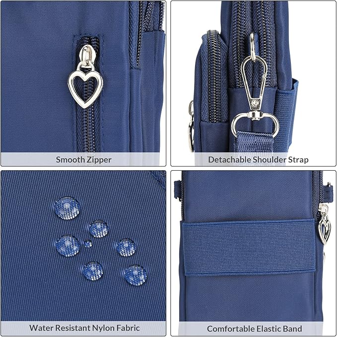 Women Cell Phone Purse Wristband Sport Armband Wallet Travel Crossbody Cell Phone Purse for Galaxy S10 Plus S9 Plus A50 A7 J7,OnePlus 6T,HTC U12 (Blue)